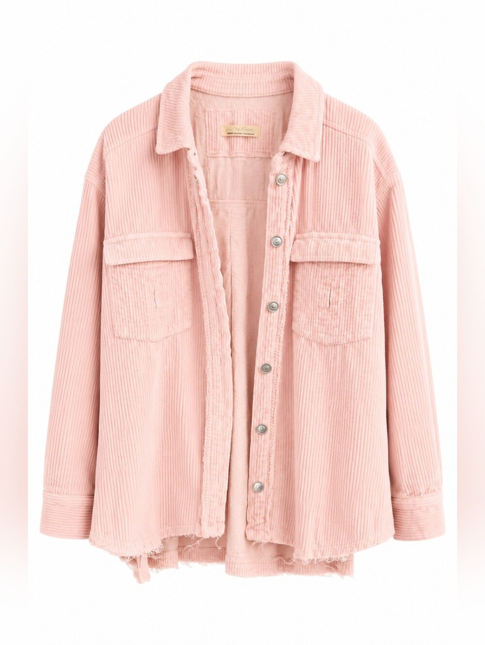 We The Free Dawn Break Floral Corduroy Shacket Pink & Butter Custom Dyed, M - Picture 2 of 14